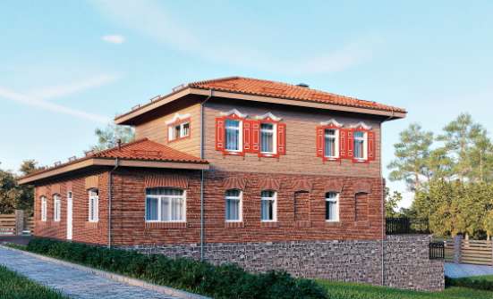 380-002-Л Проект трехэтажного дома и гаражом, огромный коттедж из кирпича Новодвинск | Проекты домов от House Expert