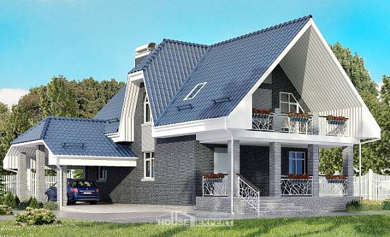 125-002-Л Проект двухэтажного дома с мансардой, гараж, компактный дом из бризолита Архангельск | Проекты домов от House Expert