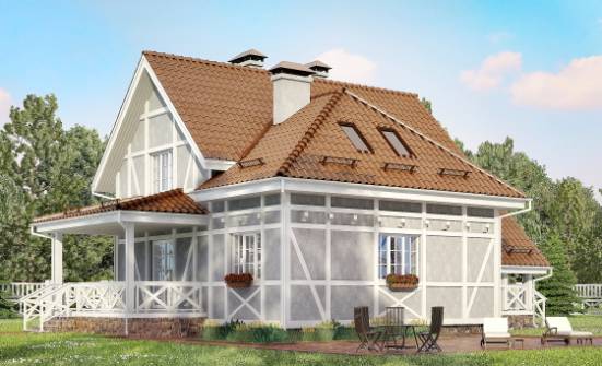160-003-Л Проект двухэтажного дома мансардой, компактный коттедж из поризованных блоков Северодвинск | Проекты домов от House Expert