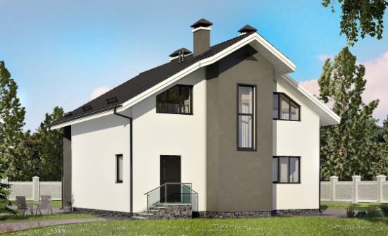 150-005-Л Проект двухэтажного дома мансардный этаж, небольшой дом из бризолита Новодвинск | Проекты домов от House Expert