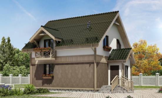 105-001-Л Проект двухэтажного дома с мансардой, бюджетный загородный дом из пеноблока Новодвинск | Проекты домов от House Expert