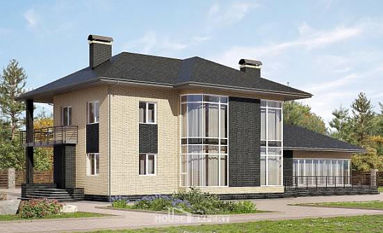 305-003-Л Проект двухэтажного дома, современный коттедж из блока Няндома | Проекты домов от House Expert