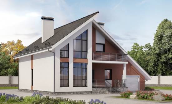 200-007-П Проект двухэтажного дома мансардой, гараж, средний дом из газосиликатных блоков Котлас | Проекты домов от House Expert