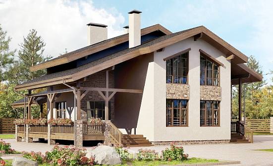 240-003-Л Проект двухэтажного дома с мансардным этажом, уютный домик из кирпича Новодвинск | Проекты домов от House Expert