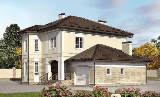 220-007-П Проект двухэтажного дома и гаражом, классический коттедж из кирпича Новодвинск | Проекты домов от House Expert