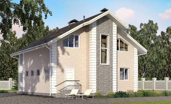 150-002-П Проект двухэтажного дома мансардный этаж, гараж, простой домик из пеноблока Новодвинск | Проекты домов от House Expert