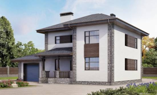 185-004-Л Проект двухэтажного дома и гаражом, средний дом из газосиликатных блоков Каргополь | Проекты домов от House Expert