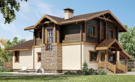 170-004-П Проект двухэтажного дома мансардой и гаражом, компактный домик из теплоблока из бревен Коряжма | Проекты домов от House Expert