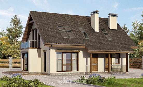 155-012-Л Проект двухэтажного дома с мансардой, бюджетный загородный дом из пеноблока Северодвинск | Проекты домов от House Expert