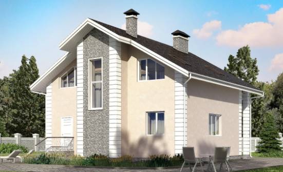 150-002-П Проект двухэтажного дома мансардный этаж, гараж, простой домик из пеноблока Новодвинск | Проекты домов от House Expert