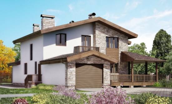 220-001-П Проект двухэтажного дома с мансардой и гаражом, классический домик из газосиликатных блоков Вельск | Проекты домов от House Expert