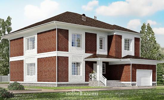 315-001-П Проект двухэтажного дома и гаражом, современный домик из кирпича Коряжма | Проекты домов от House Expert