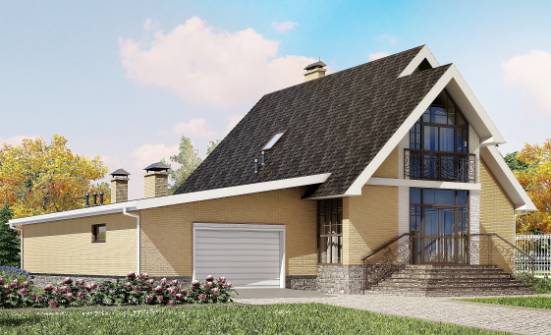 250-001-Л Проект двухэтажного дома мансардой и гаражом, средний коттедж из арболита Новодвинск | Проекты домов от House Expert
