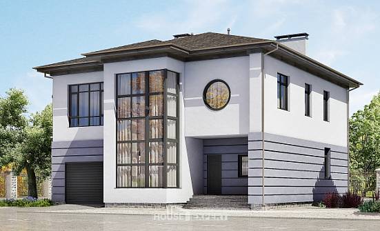 300-006-Л Проект двухэтажного дома и гаражом, классический домик из кирпича Новодвинск | Проекты домов от House Expert
