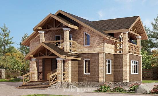 160-014-П Проект двухэтажного дома, красивый коттедж из теплоблока Няндома | Проекты домов от House Expert