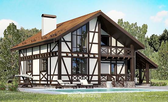 155-002-П Проект двухэтажного дома мансардой, гараж, экономичный домик из керамзитобетонных блоков Няндома | Проекты домов от House Expert