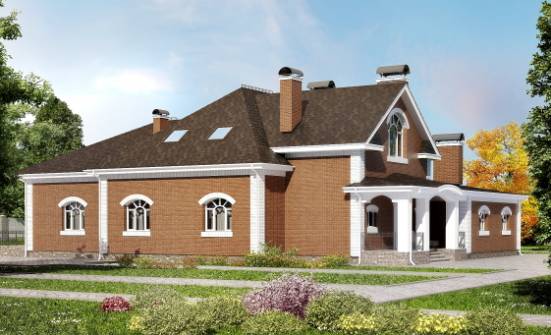 400-003-П Проект двухэтажного дома мансардой, просторный коттедж из поризованных блоков Новодвинск | Проекты домов от House Expert