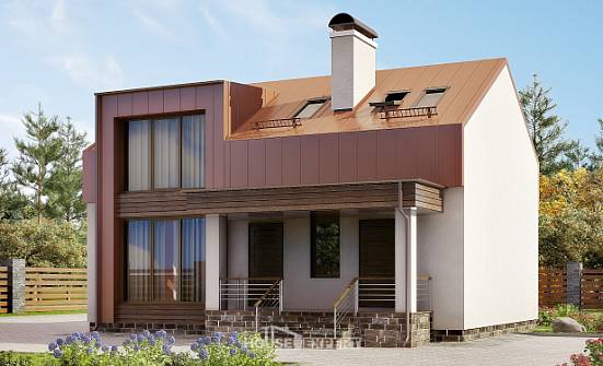120-004-Л Проект двухэтажного дома мансардный этаж, красивый домик из блока Каргополь | Проекты домов от House Expert