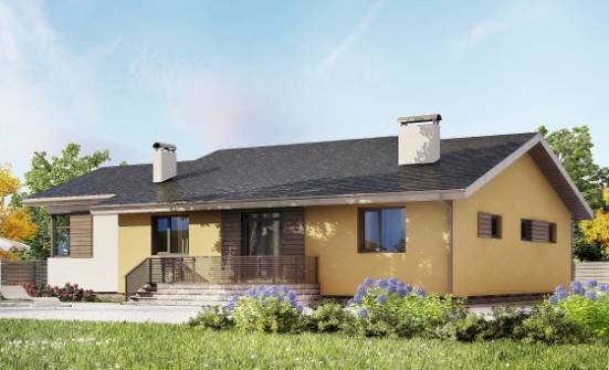 135-002-Л Проект одноэтажного дома, гараж, бюджетный загородный дом из твинблока Коряжма | Проекты домов от House Expert