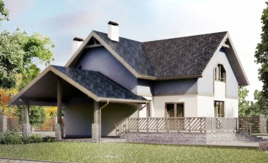 150-011-П Проект двухэтажного дома с мансардным этажом, гараж, небольшой домик из твинблока Каргополь | Проекты домов от House Expert
