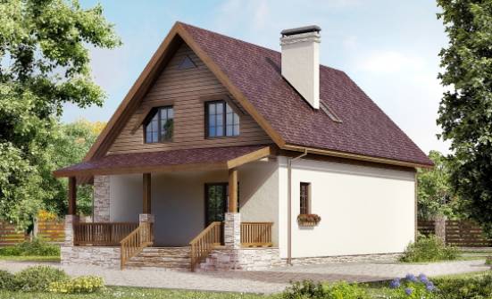 140-001-П Проект двухэтажного дома с мансардой, скромный дом из арболита Северодвинск | Проекты домов от House Expert
