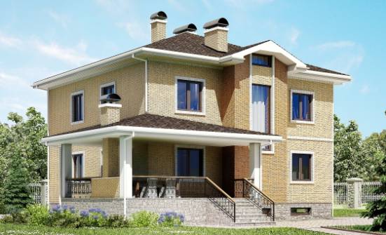 350-002-Л Проект трехэтажного дома, гараж, современный домик из кирпича Мирный | Проекты домов от House Expert