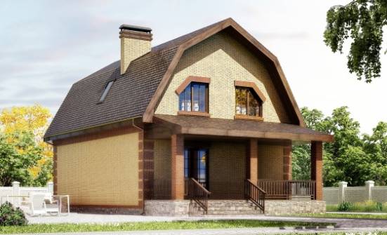 130-005-Л Проект двухэтажного дома мансардой, компактный коттедж из бризолита Котлас | Проекты домов от House Expert