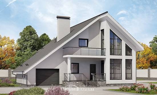200-007-Л Проект двухэтажного дома мансардный этаж и гаражом, просторный домик из арболита Коряжма | Проекты домов от House Expert