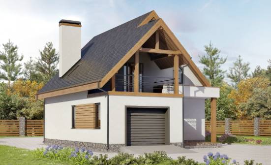 120-005-П Проект двухэтажного дома с мансардой и гаражом, недорогой дом из газобетона Коряжма | Проекты домов от House Expert