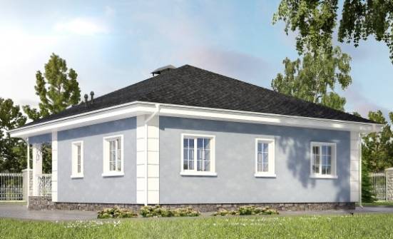 100-001-П Проект одноэтажного дома, современный коттедж из пеноблока Вельск | Проекты одноэтажных домов от House Expert