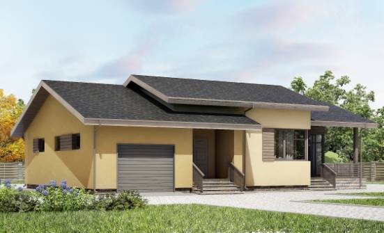 135-002-Л Проект одноэтажного дома, гараж, бюджетный загородный дом из твинблока Коряжма | Проекты одноэтажных домов от House Expert
