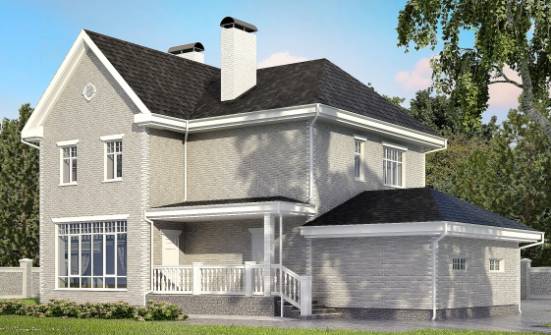 190-001-Л Проект двухэтажного дома и гаражом, просторный домик из кирпича Котлас | Проекты домов от House Expert