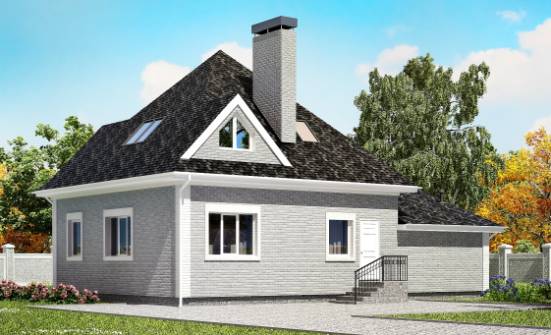 135-001-Л Проект двухэтажного дома мансардой и гаражом, скромный коттедж из кирпича Няндома | Проекты домов от House Expert