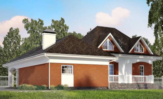 180-007-П Проект двухэтажного дома с мансардным этажом, гараж, бюджетный загородный дом из газобетона Вельск | Проекты домов от House Expert
