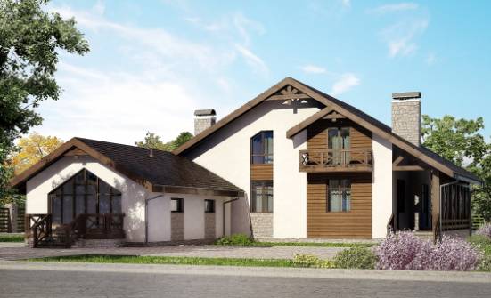 265-001-П Проект двухэтажного дома мансардный этаж, гараж, красивый загородный дом из пеноблока Новодвинск | Проекты домов от House Expert