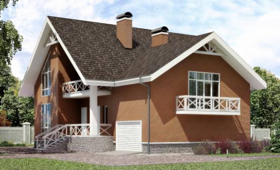 215-001-П Проект двухэтажного дома с мансардой и гаражом, классический дом из твинблока Каргополь | Проекты домов от House Expert