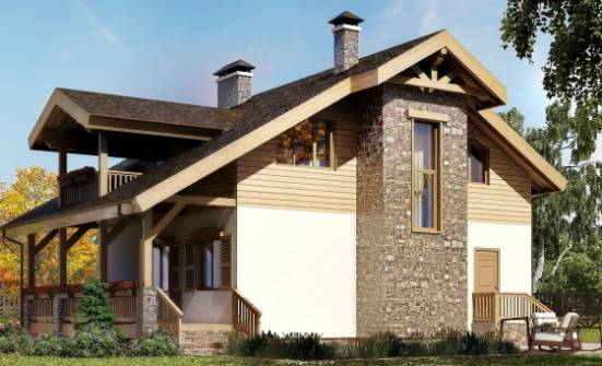 150-004-П Проект двухэтажного дома мансардой, небольшой дом из твинблока Каргополь | Проекты домов от House Expert