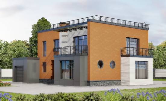 260-002-Л Проект двухэтажного дома, гараж, современный домик из арболита Каргополь | Проекты домов от House Expert