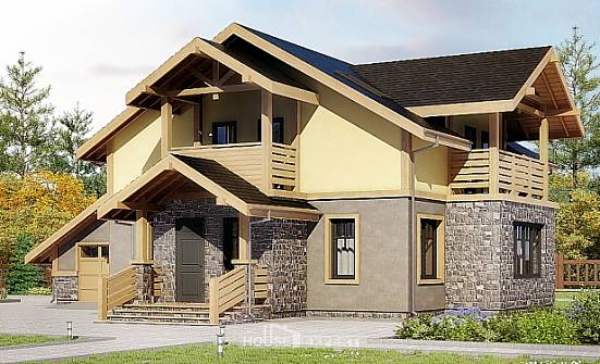 180-011-П Проект двухэтажного дома с мансардным этажом и гаражом, компактный дом из твинблока Котлас | Проекты домов от House Expert