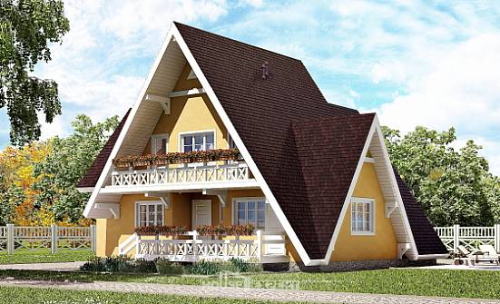 155-008-П Проект двухэтажного дома мансардный этаж, простой коттедж из бревен Няндома | Проекты домов от House Expert