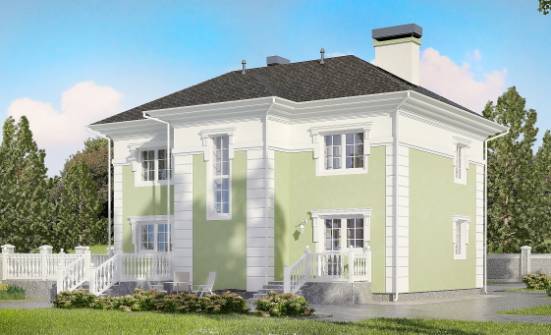 155-005-П Проект двухэтажного дома, классический загородный дом из теплоблока Каргополь | Проекты домов от House Expert