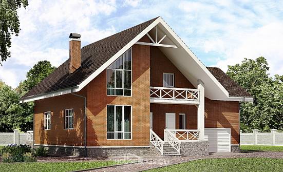 215-001-П Проект двухэтажного дома с мансардой и гаражом, классический дом из твинблока Каргополь | Проекты домов от House Expert