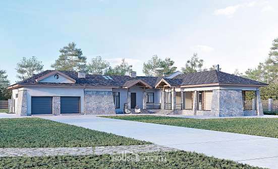 280-004-Л Проект одноэтажного дома и гаражом, красивый коттедж из керамзитобетонных блоков Северодвинск | Проекты домов от House Expert