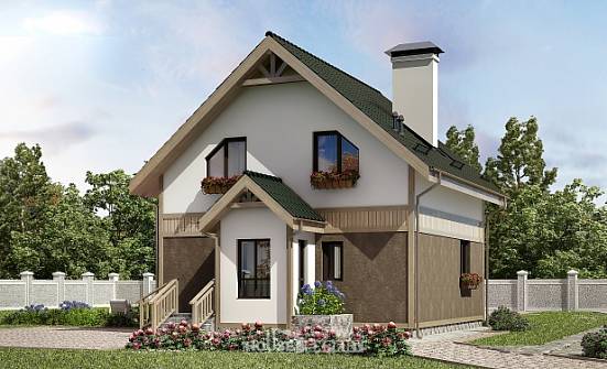105-001-Л Проект двухэтажного дома с мансардой, бюджетный загородный дом из пеноблока Новодвинск | Проекты домов от House Expert
