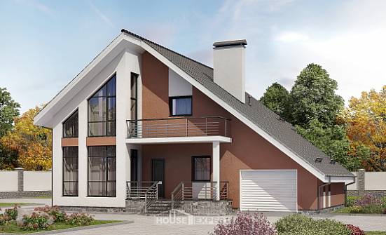 200-007-П Проект двухэтажного дома мансардой, гараж, средний дом из газосиликатных блоков Котлас | Проекты домов от House Expert