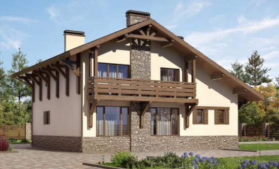 190-007-Л Проект двухэтажного дома с мансардой, гараж, средний домик из кирпича Котлас | Проекты домов от House Expert