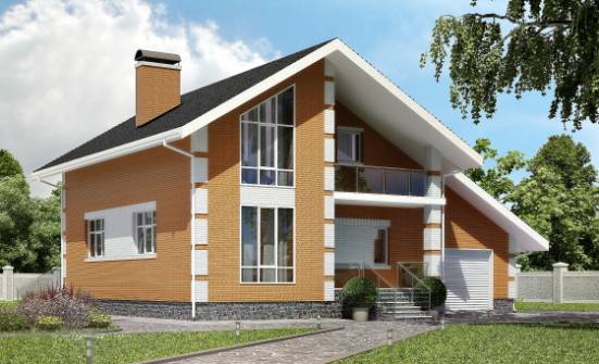 190-006-П Проект двухэтажного дома мансардный этаж и гаражом, простой загородный дом из блока Новодвинск | Проекты домов от House Expert