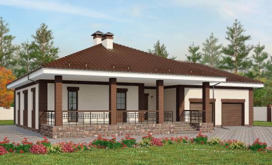 160-015-П Проект одноэтажного дома и гаражом, бюджетный загородный дом из керамзитобетонных блоков Вельск | Проекты домов от House Expert