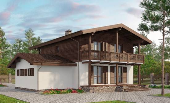 180-018-Л Проект двухэтажного дома мансардой и гаражом, доступный домик из блока Северодвинск | Проекты домов от House Expert