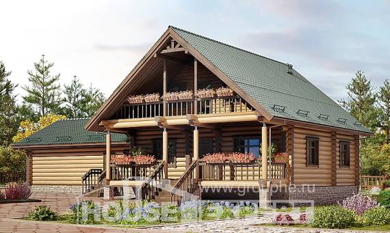 270-002-П Проект двухэтажного дома мансардный этаж и гаражом, уютный домик из дерева, Котлас